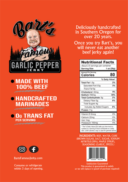 Bart's Famous Jerky - Garlic Pepper